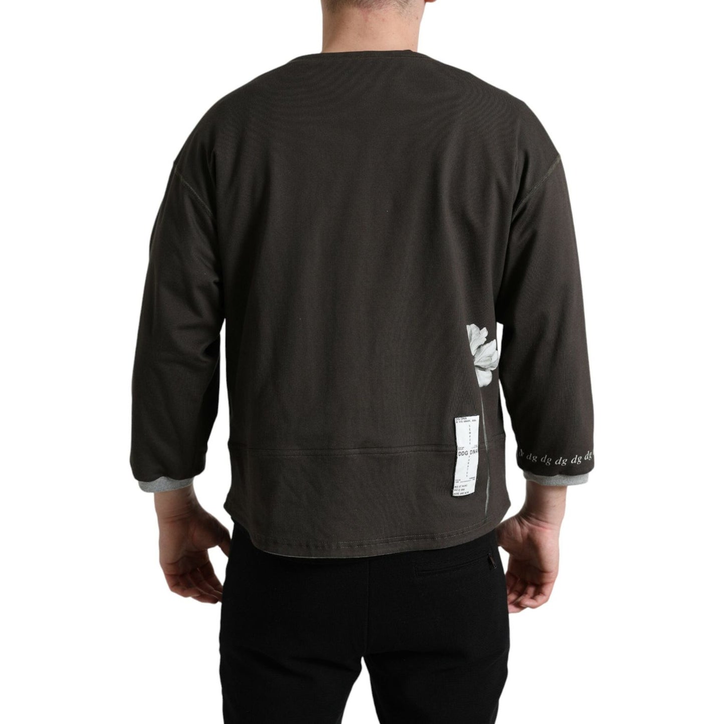 Dolce & Gabbana Dark Gray Cotton Button Down Pullover Sweater TSH84776-50