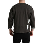 Dolce & Gabbana Dark Gray Cotton Button Down Pullover Sweater TSH84776-50
