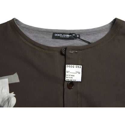 Dolce & Gabbana Dark Gray Cotton Button Down Pullover Sweater