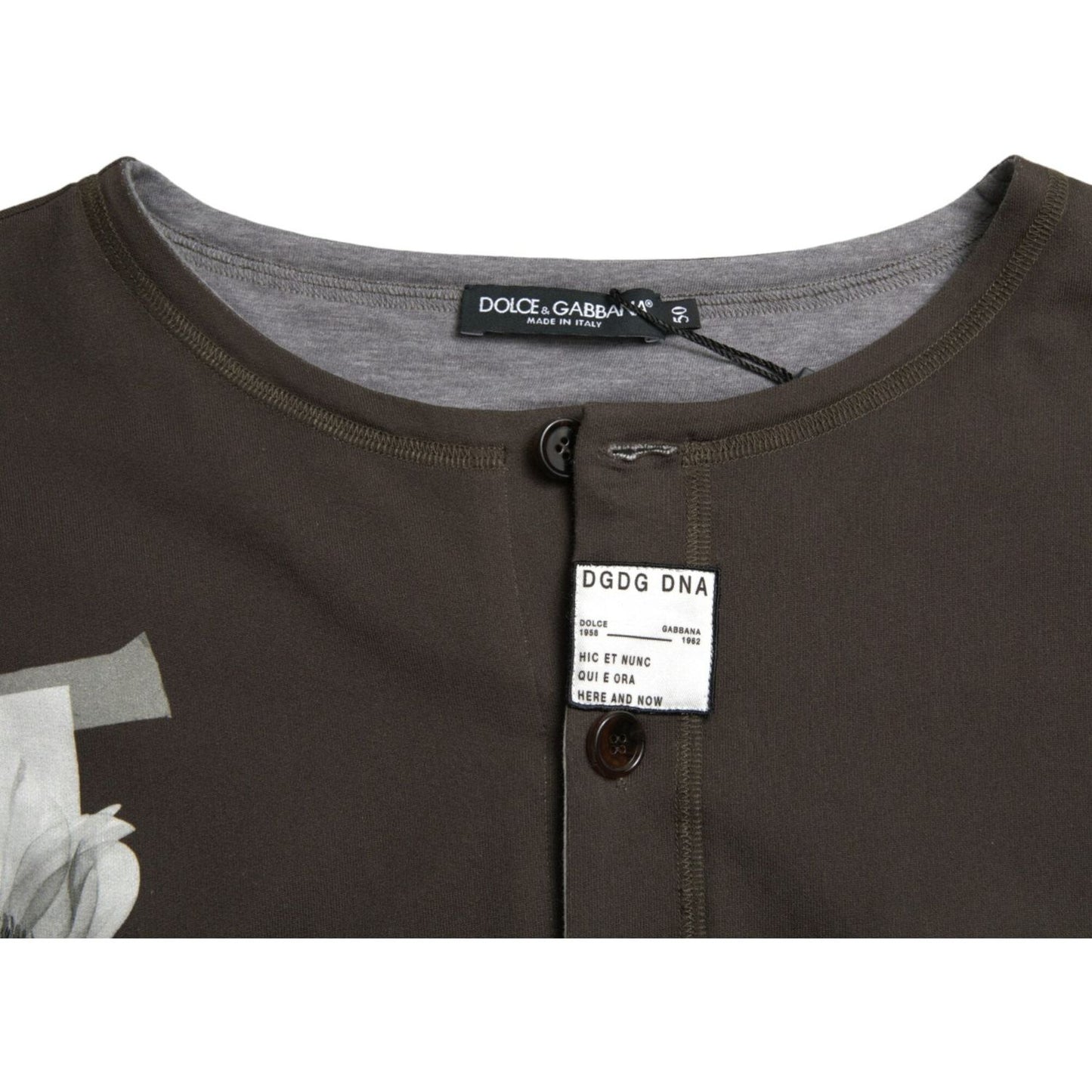 Dolce & Gabbana Dark Gray Cotton Button Down Pullover Sweater TSH84776-50