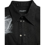 Dolce & Gabbana Black Floral Cotton Collared Dress Shirt TSH84741-40