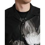 Dolce & Gabbana Black Floral Cotton Collared Long Sleeves Men Shirt TSH84744-40