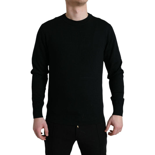 Dolce & Gabbana Black Wool Round Neck Pullover Sweater TSH84544-46