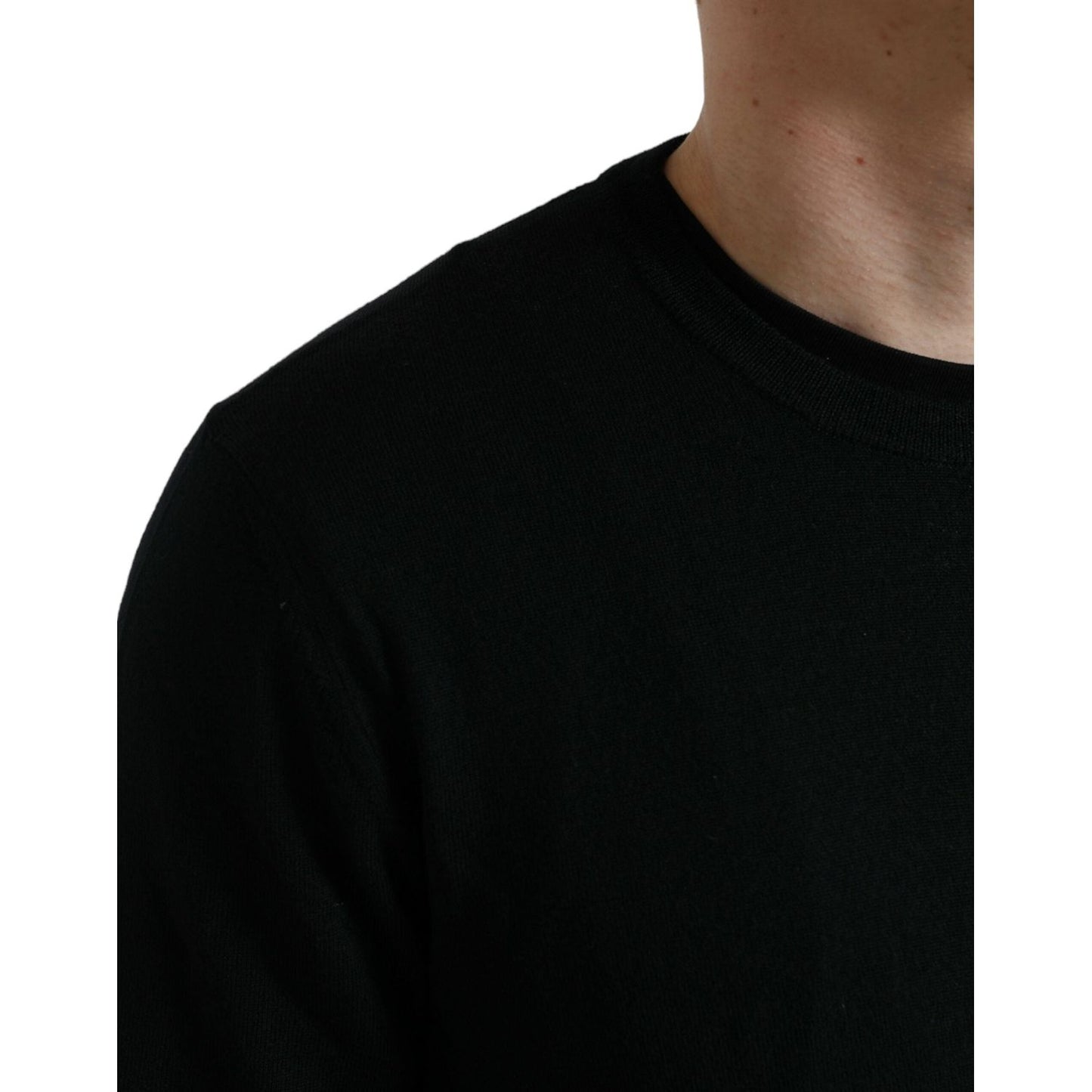 Dolce & Gabbana Black Wool Round Neck Pullover Sweater TSH84544-46