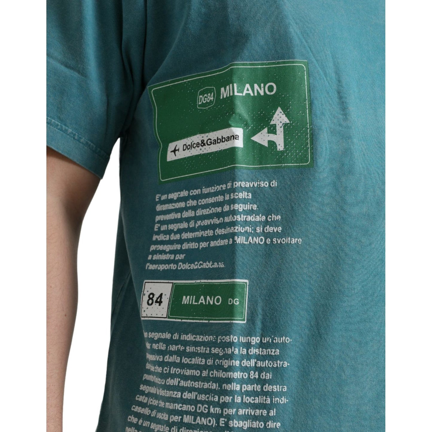 Dolce & Gabbana Blue Cotton Milano Street Round Neck T-shirt TSH84642-46