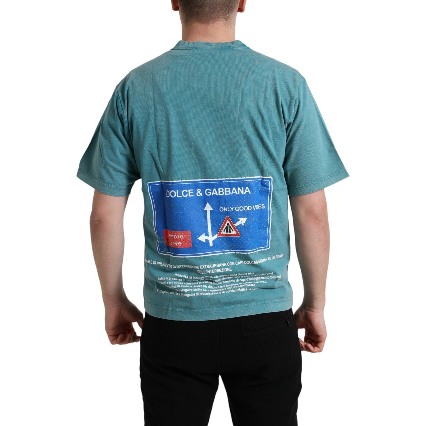 Dolce & Gabbana Blue Cotton Milano Street Round Neck T-shirt TSH84642-46