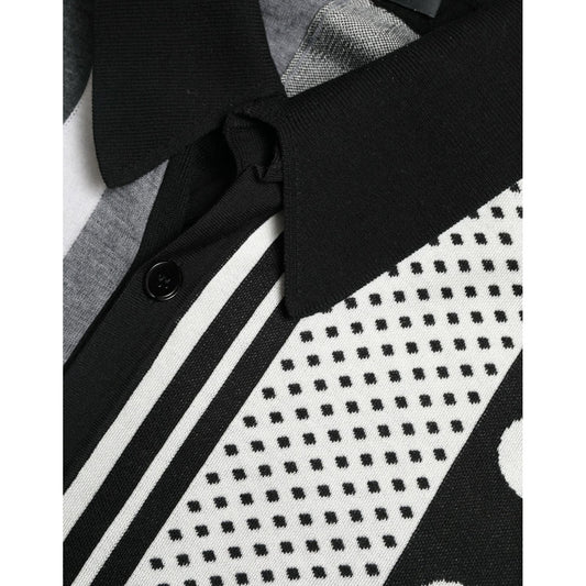 Dolce & Gabbana Black White Jumper Cardigan Polo Sweater TSH84650-46