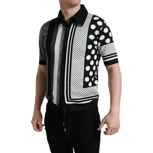Dolce & Gabbana Black White Jumper Cardigan Polo Sweater TSH84650-46