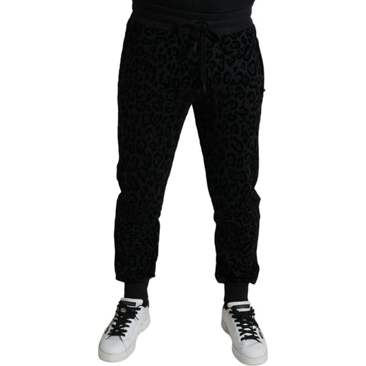 Dolce & Gabbana Black Leopard Cotton Slim Fit Jogger Pants PAN74988-50
