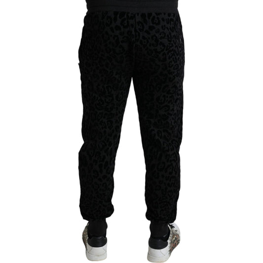 Dolce & Gabbana Black Leopard Cotton Slim Fit Jogger Pants PAN74988-50
