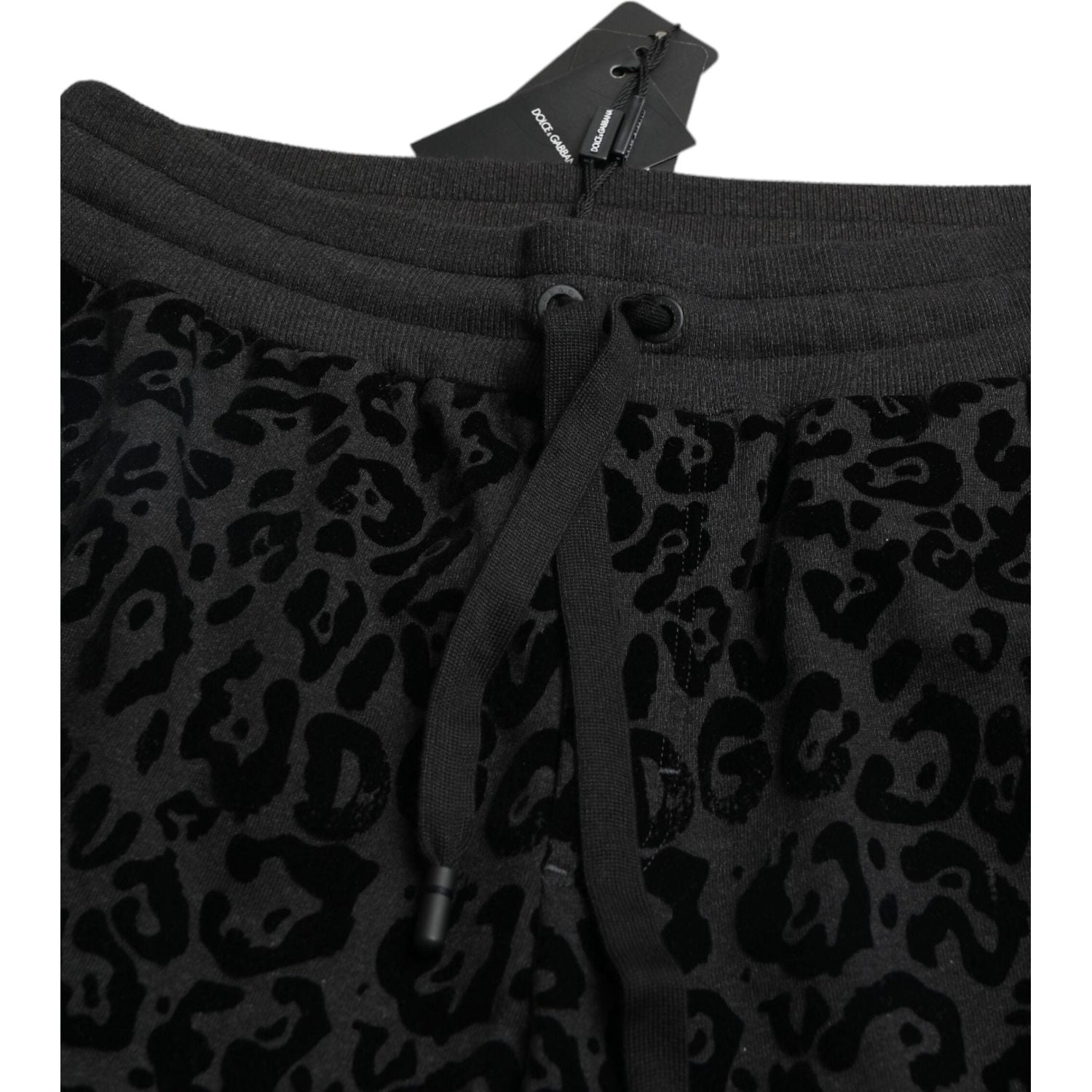 Dolce & Gabbana Black Leopard Cotton Slim Fit Jogger Pants