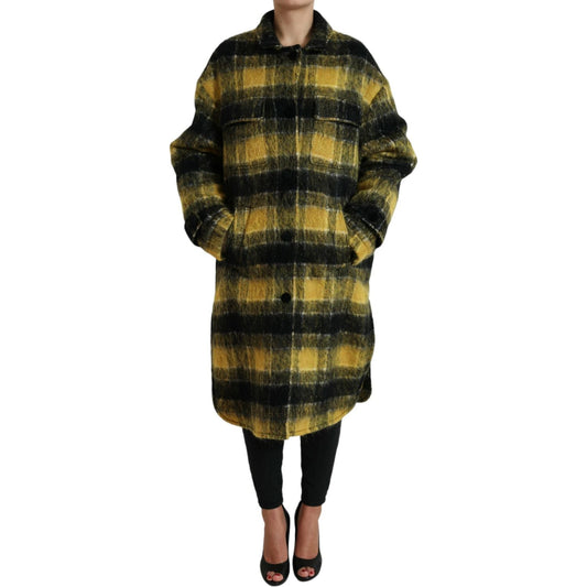 Dolce & Gabbana Yellow Plaid Long Sleeve Casual Coat Jacket JKT3693-40