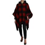 Dolce & Gabbana Black Red Buffalo Check Hooded Poncho Jacket JKT3726-40