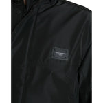 Dolce & Gabbana Black Polyester Logo Plaque Hooded Jacket JKT3759-48