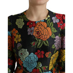 Dolce & Gabbana Black Floral Embroidery Knee Length Dress DR28981-40