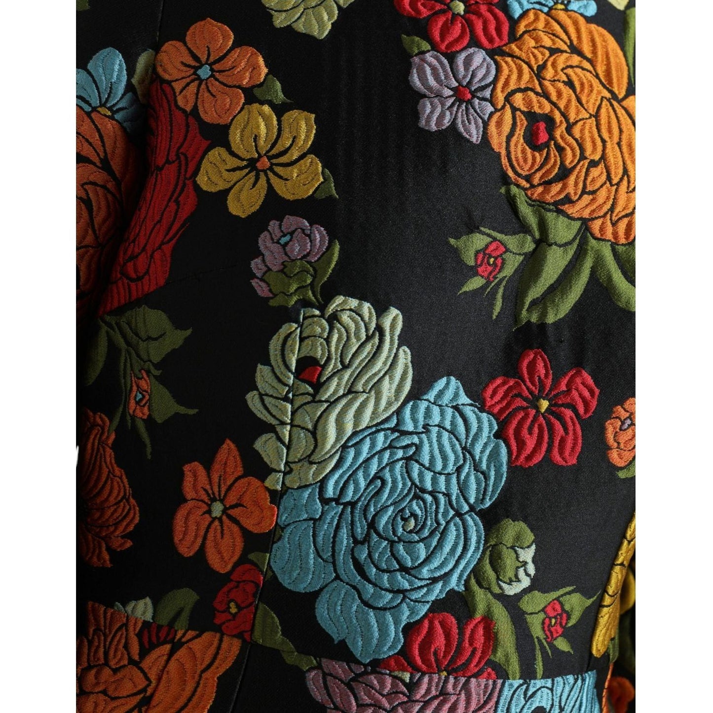 Dolce & Gabbana Black Floral Embroidery Knee Length Dress DR28981-40