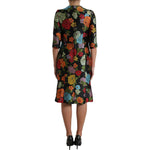 Dolce & Gabbana Black Floral Embroidery Knee Length Dress DR28981-40