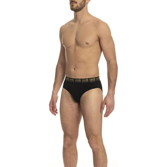 Cavalli Class Black Cotton Men's Brief Pack CA-23762-S