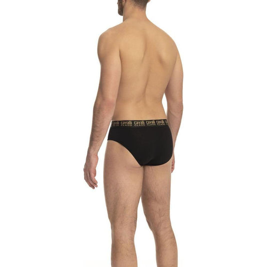 Cavalli Class Black Cotton Men's Brief Pack CA-23762-S