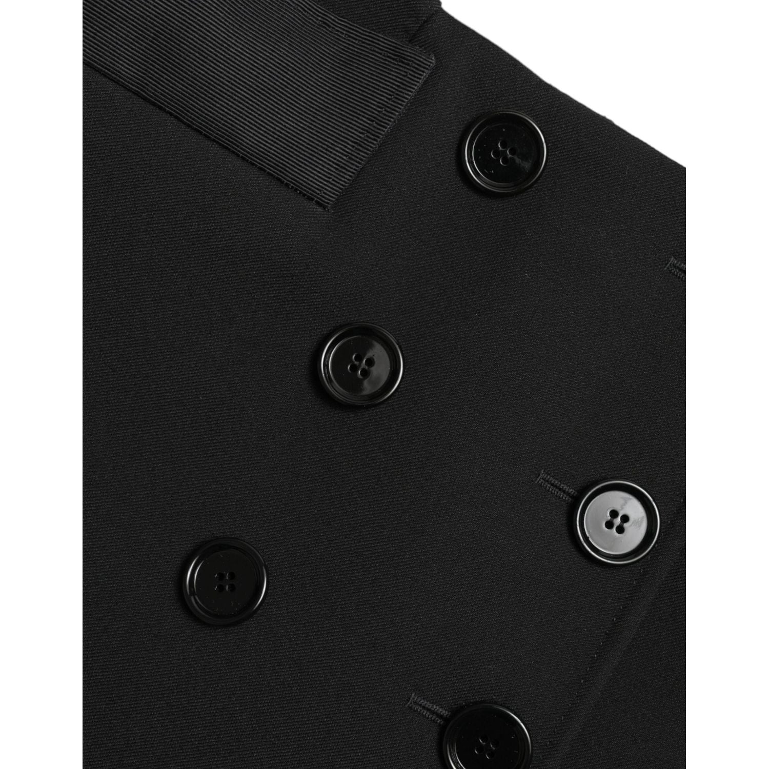Dolce & Gabbana Black Wool Button High Waist Aline Mini Skirt