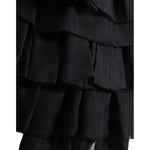 Dolce & Gabbana Black Tiered Aline High Waist Silk Mini Skirt SKI1949-40