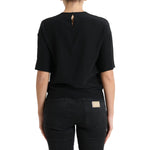 Dolce & Gabbana Black Silk Round Neck Short Sleeve Blouse Top TSH84266-40