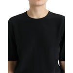 Dolce & Gabbana Black Silk Round Neck Short Sleeve Blouse Top TSH84266-40