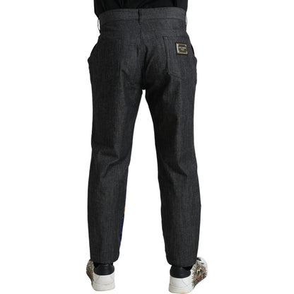 Dolce & Gabbana Multicolor Tiger Cotton Loose Denim Jeans