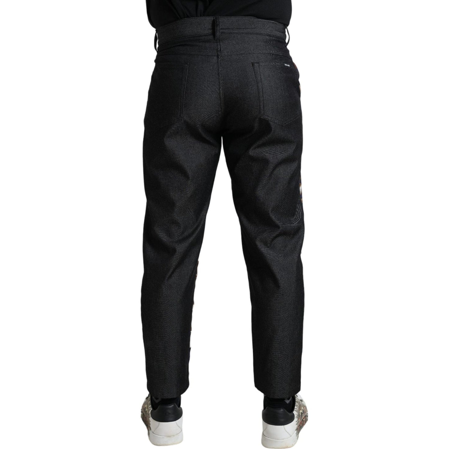 Dolce & Gabbana Multicolor Heraldic Skinny Men Pants PAN75046-48