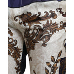 Dolce & Gabbana Multicolor Heraldic Skinny Men Pants PAN75046-48