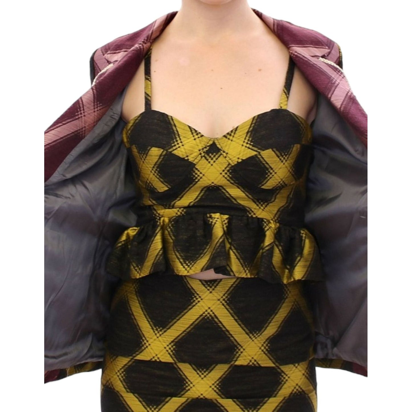 House of Holland Purple checkered blazer jacket GSS10683-2