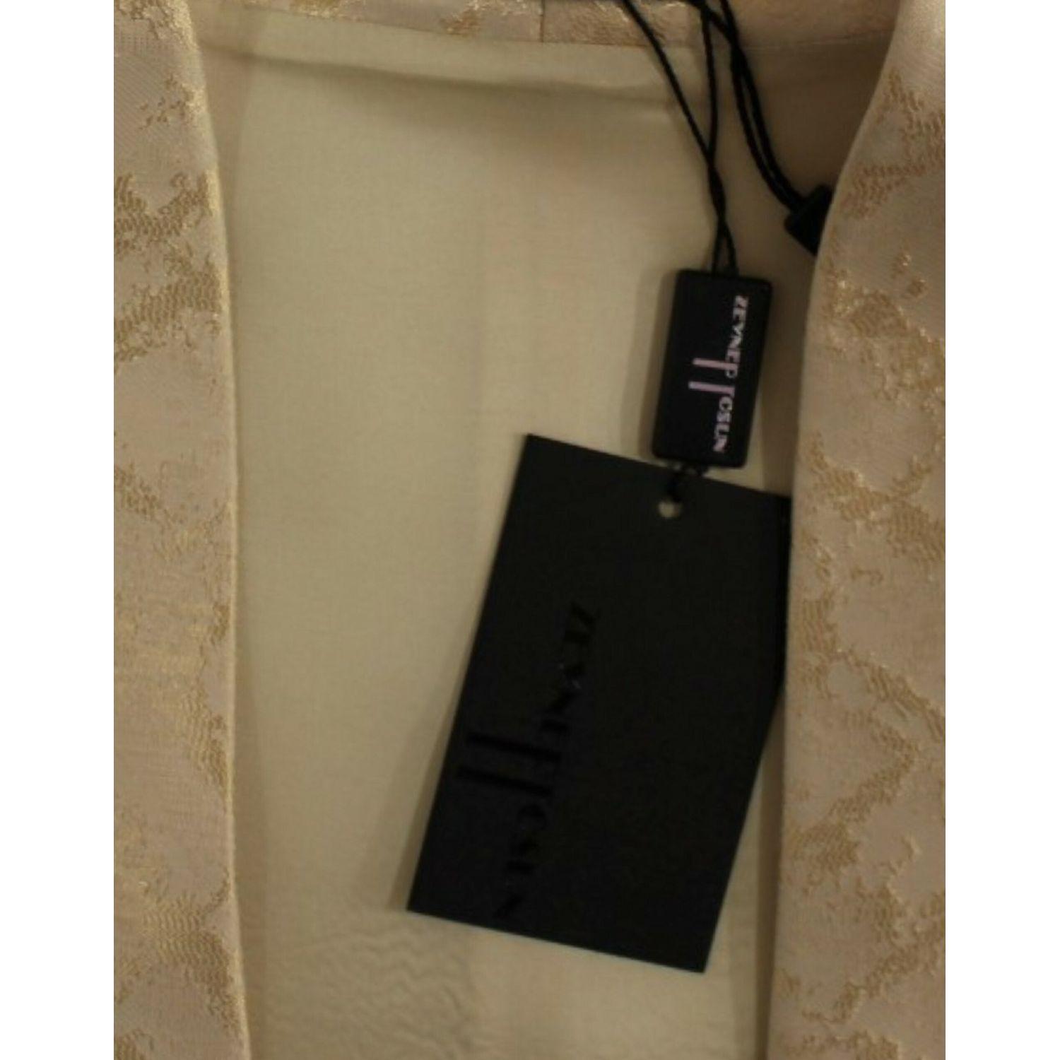 Zeyneptosun Beige brocade sleeveless jacket vest