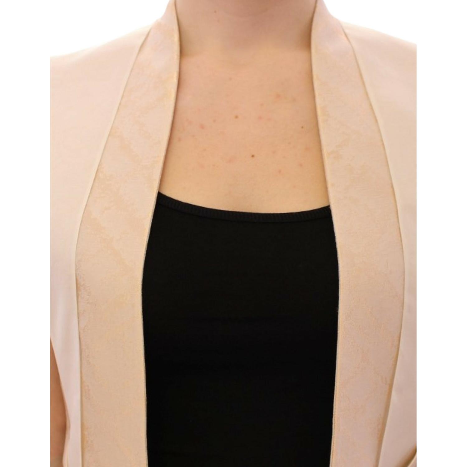 Zeyneptosun Beige brocade sleeveless jacket vest