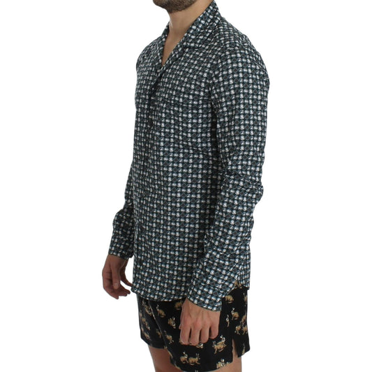 Dolce & Gabbana Green Hat Print Cotton Pajama Shirt Sleepwear SIG12381-4