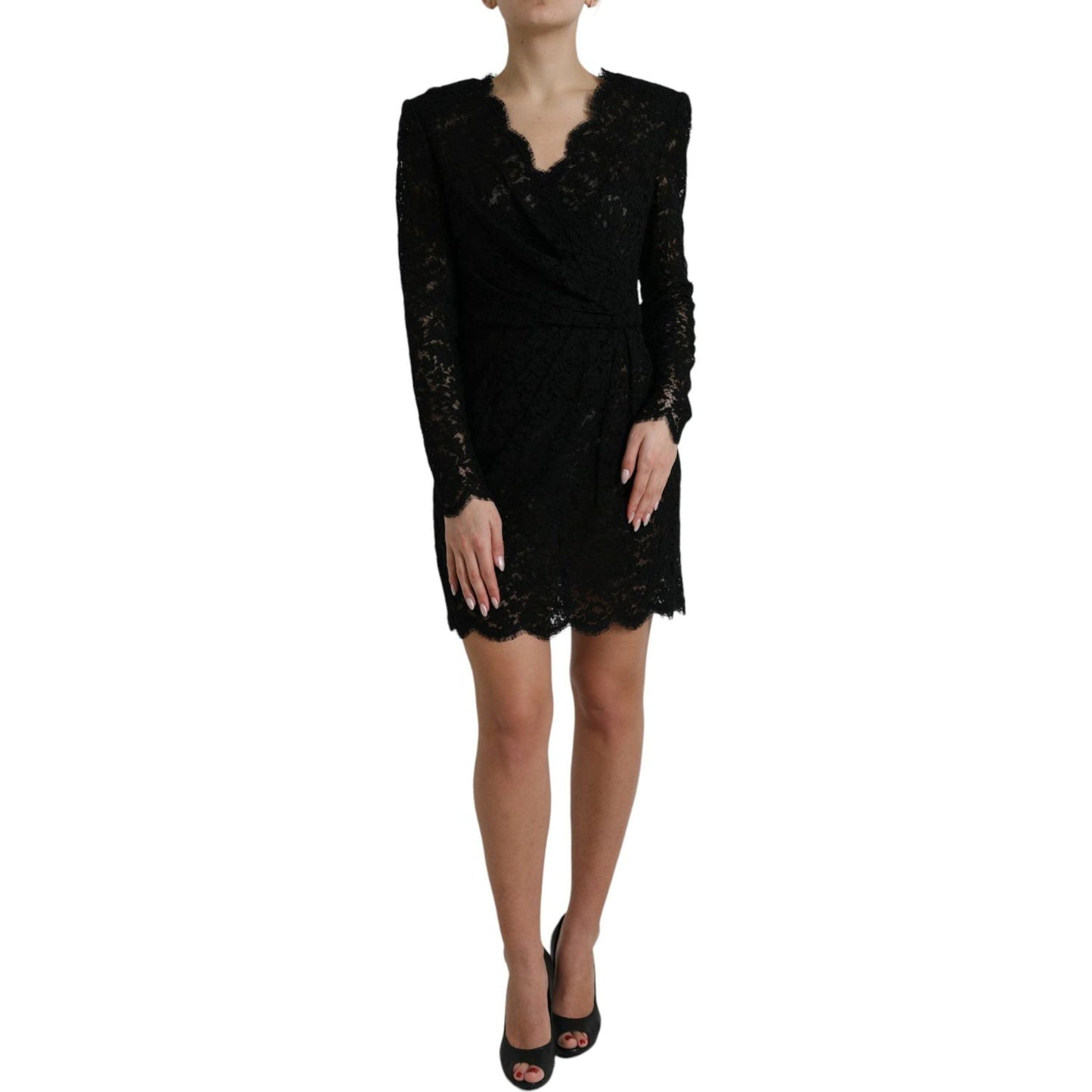 Dolce & Gabbana Black Bodycon Lace Cotton Sheath Mini Dress DR28722-46