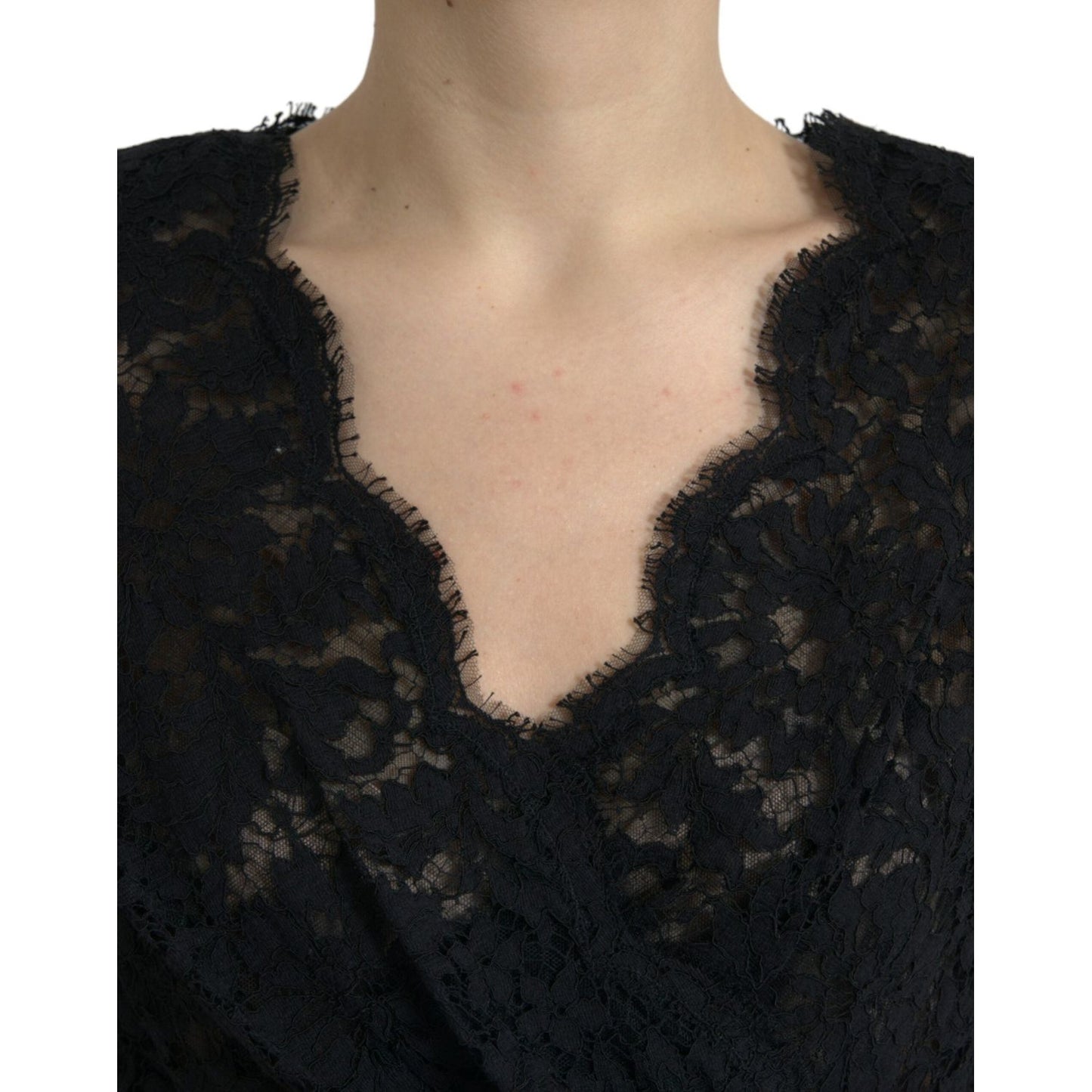 Dolce & Gabbana Black Bodycon Lace Cotton Sheath Mini Dress DR28722-46