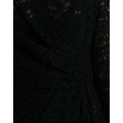 Dolce & Gabbana Black Bodycon Lace Cotton Sheath Mini Dress