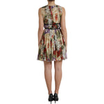 Dolce & Gabbana Beige Floral Sleeveless A-line Mini Dress DR281033-42