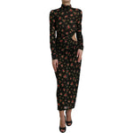 Dolce & Gabbana Black Floral Cut Out Sheath Long Maxi Dress DR281020-40