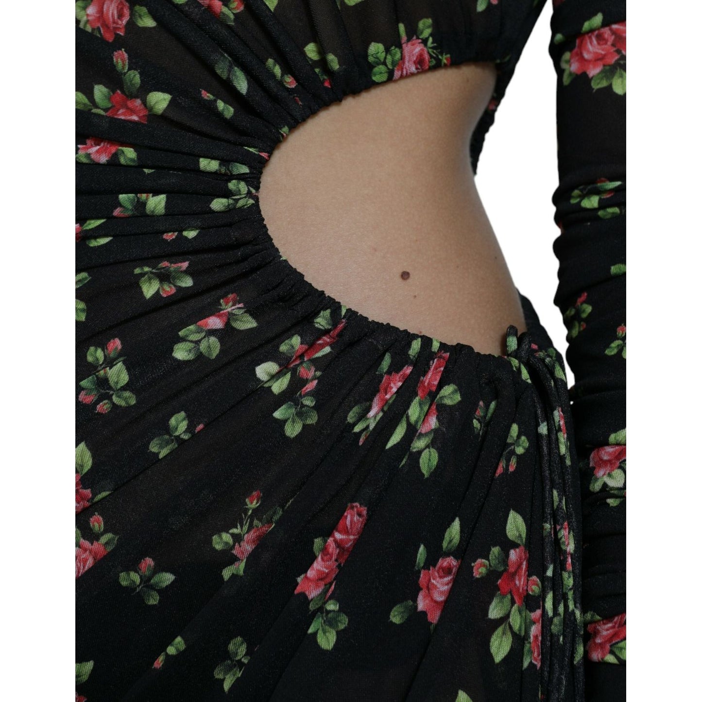 Dolce & Gabbana Black Floral Cut Out Sheath Long Maxi Dress DR281020-40