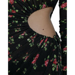 Dolce & Gabbana Black Floral Cut Out Sheath Long Maxi Dress DR281020-40