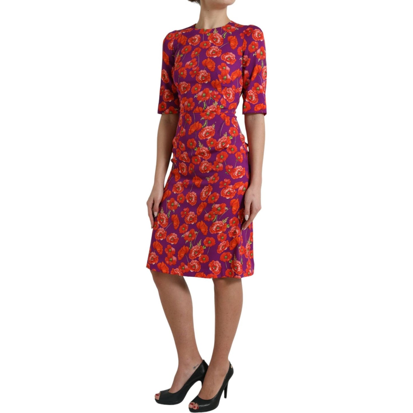 Dolce & Gabbana Multicolor Floral Poppy Print Sheath Dress DR281052-38