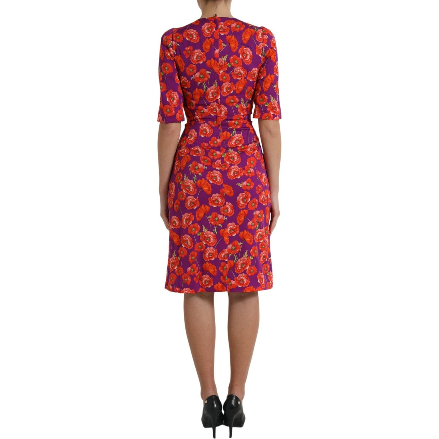 Dolce & Gabbana Multicolor Floral Poppy Print Sheath Dress DR281052-38