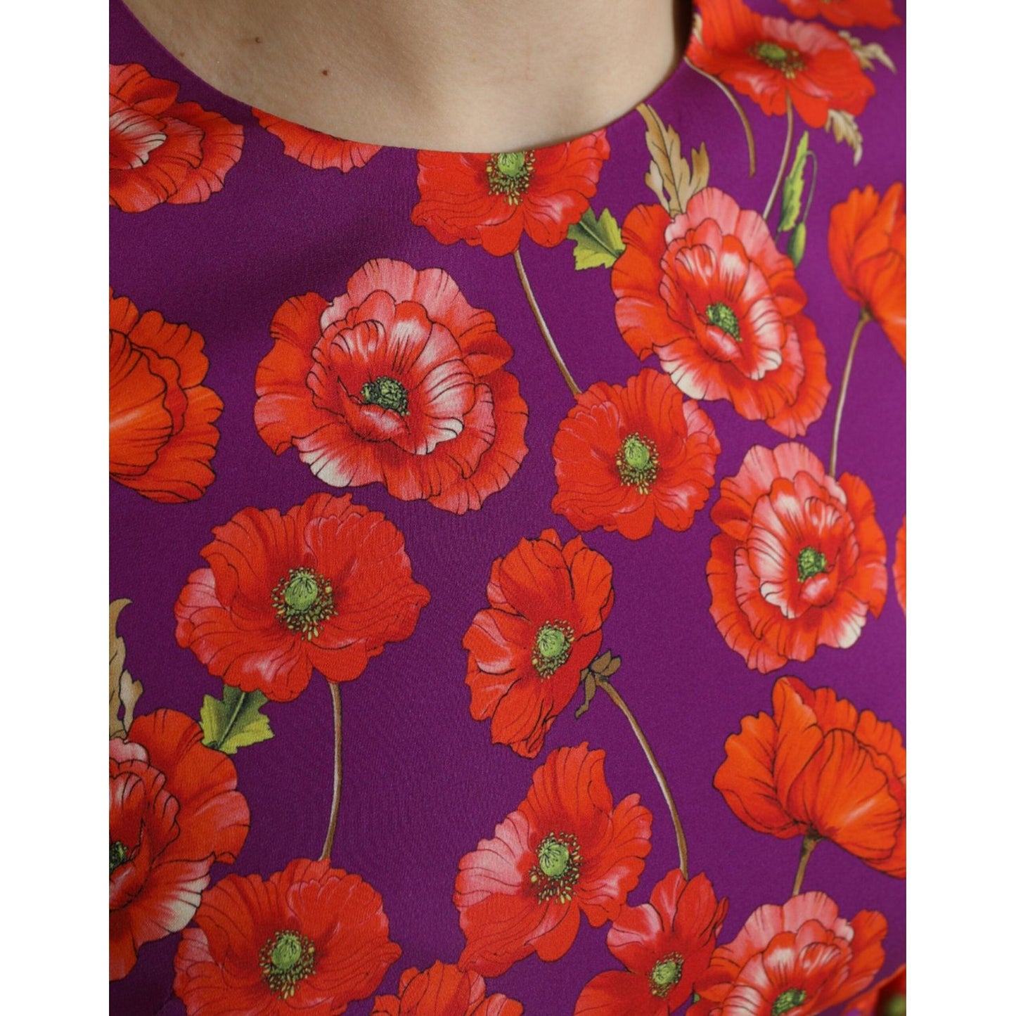 Dolce & Gabbana Multicolor Floral Poppy Print Sheath Dress DR281052-38