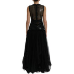 Dolce & Gabbana Black Sequined Sleeveless Mesh Layered Gown Dress DR281087-36