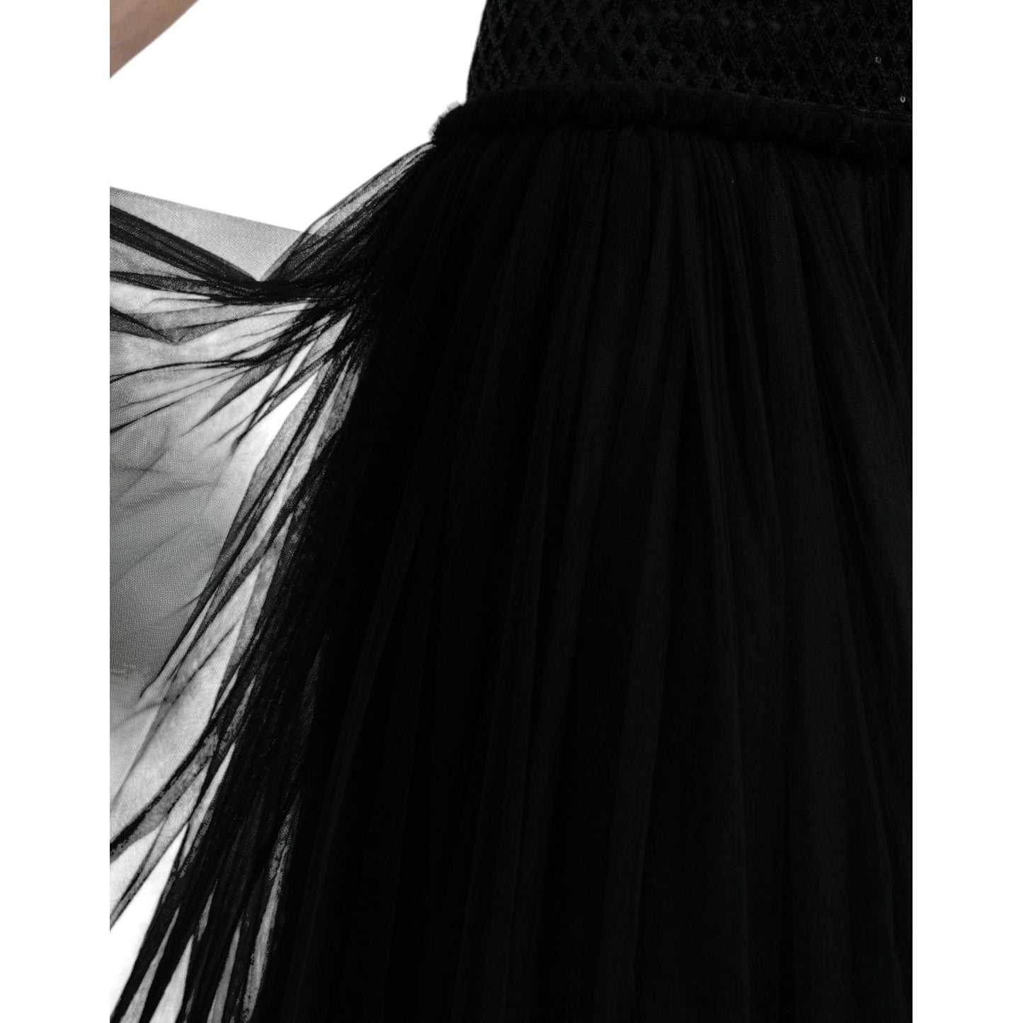 Dolce & Gabbana Black Sequined Sleeveless Mesh Layered Gown Dress DR281087-36