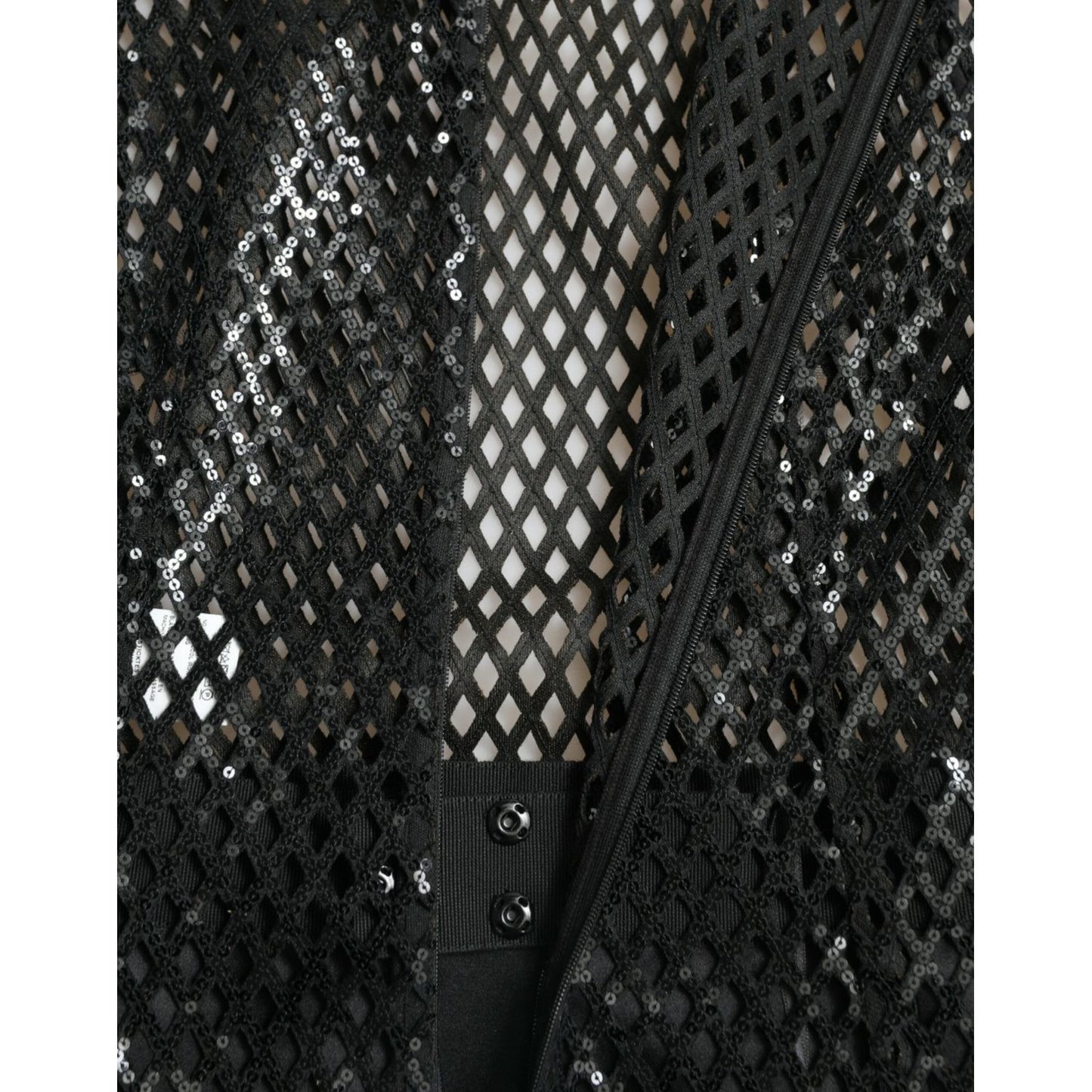 Dolce & Gabbana Black Sequined Sleeveless Mesh Layered Gown Dress DR281087-36