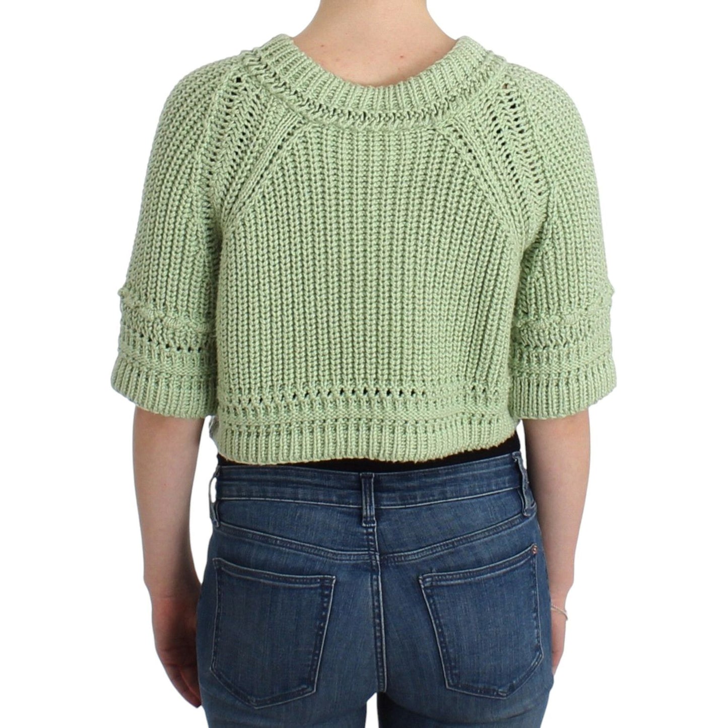 Ermanno Scervino Green Cropped Knit Sweater Knitted Jumper SIG11857-1