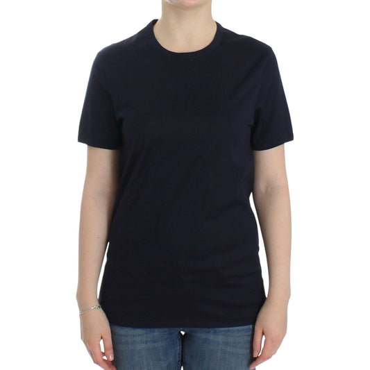 Ermanno Scervino Lingerie Blue Crewneck Cotton Logo T-shirt SIG12588-1
