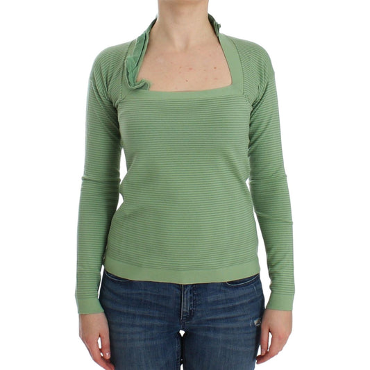 Ermanno Scervino Green Wool Blend Striped Long Sleeve Sweater SIG12581-3